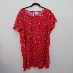 Old Navy Coral Red Boat Neck Floral Print Blouse